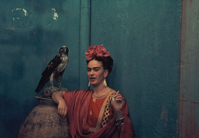 Frida Kahlo and Pet Hawk
